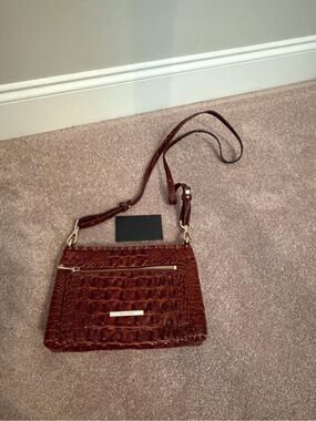 Brahmin Brown Croc-Embossed Crossbody Bag